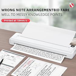 Wireless A4 Thermal Printer 200DPI Bluetooth Pocket Photo Document Printer Memo Wrong Question Inkless Thermal Printer Lightinthebox