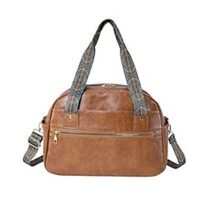 Women's Handbag Crossbody Bag Duffle Bag PU Leather Daily Braided Strap Large Capacity Waterproof Solid Color Black Pink Brown miniinthebox