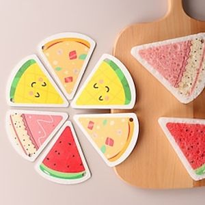 Wood Pulp Cotton Sponge Wiping Triangle Creative Pattern Compression Wood Pulp Cotton Cloth Kitchen Dishwashing Brush Pot Sponge Lightinthebox