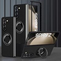 Phone Case For Samsung Galaxy Z Fold 5 Z Fold 4 Z Fold 3 Z Fold 2 Flip Cover with Stand Holder Full Body Protective Support Wireless Charging Carbon Fiber miniinthebox - thumbnail