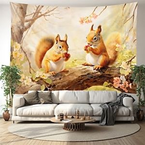 Squirels on Branch Hanging Tapestry Wall Art Large Tapestry Mural Decor Photograph Backdrop Blanket Curtain Home Bedroom Living Room Decoration Lightinthebox