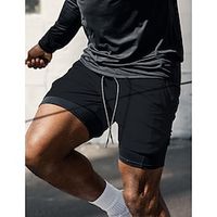 Men's Athletic Shorts Running Shorts Gym Shorts Sports Going out Weekend Breathable Quick Dry Running Casual Pocket Drawstring Elastic Waist Plain Knee Length Gymnatics Activewear Black White Lightinthebox - thumbnail