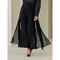 Women's Solid Color Chiffon Polyester Flowy Full Length Pants Regular Fit Weightless Elastic Flexible Elegant Casual Daily Spring Summer Fall - thumbnail