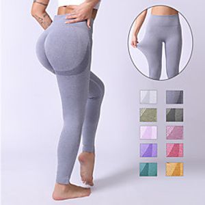 Women's High Waist Yoga Pants Scrunch Butt Seamless Cropped Leggings Bottoms Tummy Control Butt Lift Quick Dry Solid Color Earth Yellow Purple Light Purple Yoga Fitness Gym Workout Summer Sports Lightinthebox