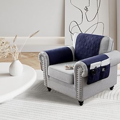 100% Waterproof Armrest Slipcovers Backrest Set,Quilted Sofa Armrest Cover with One Side Pocket for 1/2/3 Recliner Seat Headrest Covers, Non-Slip Furniture Protector for Sofa Recliner Chair miniinthebox