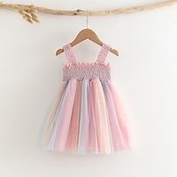 Summer Girl's Camisole Skirt, Rainbow Wrinkled Mesh Princess Skirt, Cute Girl's Children's Clothing Lightinthebox