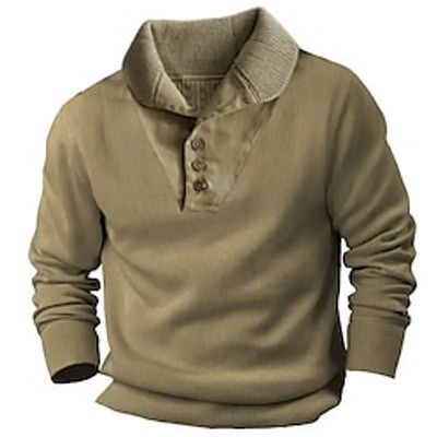 Men's Sweatshirt Brown Lapel Plain Sports  Outdoor Daily Holiday Streetwear Basic Casual Spring   Fall Clothing Apparel Hoodies Sweatshirts  Lightinthebox