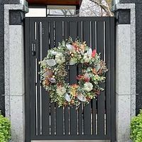 Eucalyptus Pumpkin Harvest Festival Decorative Flower Wreath, Autumn Eucalyptus Door Hanging Ring Wreath, Halloween Decor Gift miniinthebox