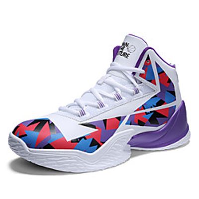 Men's Trainers Athletic Shoes Sporty Outdoor Basketball Shoes PU Non-slipping Black and White White / Purple Black Fall Spring miniinthebox