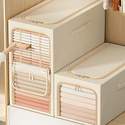 1pc Zippered Clothes Storage Box With Window  Handles Large Capacity Storage Basket For Clothes Blankets Quilts Toys Household Wardrobe Organizer Space Saving Organizer Of Closet Bedroom Home Lightinthebox