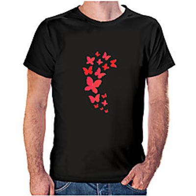 Men's Unisex Tee T shirt Hot Stamping Butterfly Graphic Prints Animal Plus Size Print Short Sleeve Casual Tops Cotton Basic Fashion Designer Big and Tall Wine White Black miniinthebox