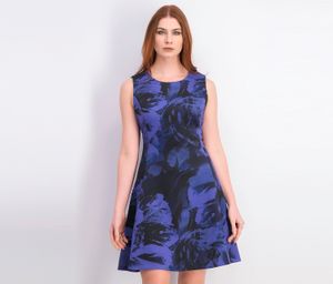 Womens Printed Fit & Flare Dress  Dark Pansy