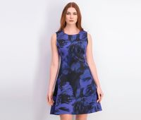 Womens Printed Fit & Flare Dress  Dark Pansy - thumbnail