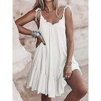 Women's White Dress Casual Dress Summer Dress Mini Dress Ruffle Backless Vacation Beach Basic Casual Strap Sleeveless Black White Burgundy Color Lightinthebox