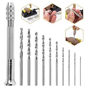 10pcs Mini Twist Drill Bit Set Mini Stainless Steel Hand Drill With 10 Bits Manual Drill Bits For Wood Trim Resin Lightinthebox