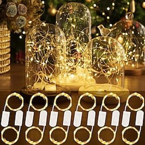 12pcs Fairy String Lights 7.2ft 20 Led Starry String Lights Battery Powered Christmas Lights Copper Wire Lights Firefly Lights for DIY Christmas Decor Lights Warm White miniinthebox