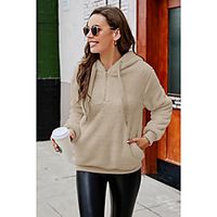 Women's Hoodie Sweatshirt Plain Front Pocket Quarter Zip Daily Sports Active Streetwear Hoodies Sweatshirts  Blushing Pink Gray Khaki Lightinthebox - thumbnail