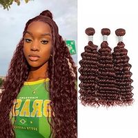 Reddish Brown Deep Wave Human Hair Bundles 10A Remy Hair Brazilian Human Hair Extensions 3 Bundles or 1 Bundle Deep Curly Wave Human Hair Auburn Brown Hair Lightinthebox - thumbnail