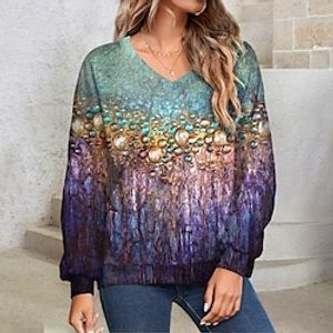 Women's Sweatshirt Pullover Basic Purple Graphic Street V Neck Long Sleeve Lightinthebox