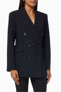 Double Breasted Blazer Jacket in Grain de Poudre