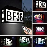 LED House Number Illuminated Outdoor Wall Light with Remote Control and Sticker RGB House Number Made of ABS Cube Number Street Name for Garden Garage Patio Door Lightinthebox