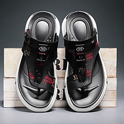 Men's Sandals Beach Daily Nappa Leather Breathable Non-slipping Wear Proof White Black Gray Summer miniinthebox