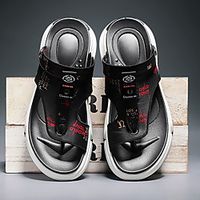 Men's Sandals Beach Daily Nappa Leather Breathable Non-slipping Wear Proof White Black Gray Summer miniinthebox - thumbnail