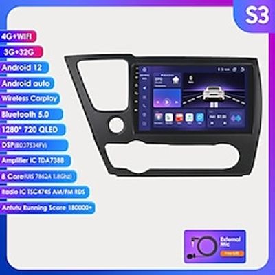 9 octa-core Android 12 Car GPS Video Player Navigation For Honda Civic 2013-2016 North America Version Lightinthebox