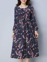 Vintage Floral Print Women Dresses