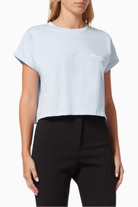 Flocked Logo Cropped T-shirt in jersey
