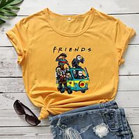 Women's Halloween T shirt Graphic Graphic Prints Letter Print Round Neck Basic Halloween Tops 100% Cotton White Purple Red miniinthebox - thumbnail