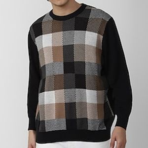Plaid Business Men's Knitting Print Pullover Sweater Jumper Knitwear Outdoor Daily Vacation Long Sleeve Crewneck Sweaters Black Fall Winter S M L Sweaters Lightinthebox