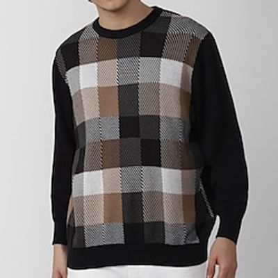 Plaid Business Men's Knitting Print Pullover Sweater Jumper Knitwear Outdoor Daily Vacation Long Sleeve Crewneck Sweaters Black Fall Winter S M L Sweaters Lightinthebox