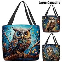 Women's Tote Shoulder Bag Canvas Tote Bag Polyester Outdoor Shopping Daily Print Large Capacity Foldable Lightweight Character Royal Blue Blue Dark Blue Lightinthebox - thumbnail