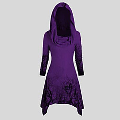 Women's Hoodie Halloween Print Halloween Daily Halloween Hoodies Sweatshirts  Purple Gray Green miniinthebox