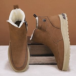 Men's Boots Retro Walking Casual Daily Leather Comfortable Booties / Ankle Boots Loafer Black Khaki Spring Fall miniinthebox