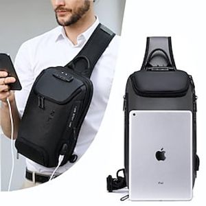 Laptop Shoulder Bag Men's Anti-theft Lock Shoulder Bag USB Cross Body Sling Chest Bags Travel Crossbody Pack Casual Messenger Pack For Male Lightinthebox