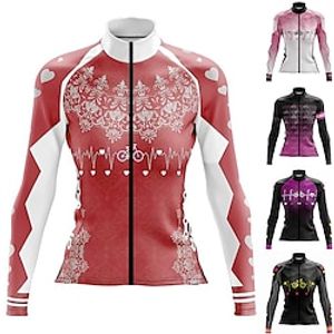 21Grams Women's Cycling Jersey Long Sleeve Bike Jersey Top with 3 Rear Pockets Mountain Bike MTB Road Bike Cycling Breathable Quick Dry Moisture Wicking Reflective Strips Dark Pink Viva Magenta Black miniinthebox