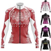 21Grams Women's Cycling Jersey Long Sleeve Bike Jersey Top with 3 Rear Pockets Mountain Bike MTB Road Bike Cycling Breathable Quick Dry Moisture Wicking Reflective Strips Dark Pink Viva Magenta Black miniinthebox - thumbnail