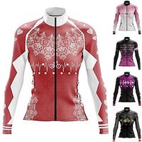 21Grams Women's Cycling Jersey Long Sleeve Bike Jersey Top with 3 Rear Pockets Mountain Bike MTB Road Bike Cycling Breathable Quick Dry Moisture Wicking Reflective Strips Dark Pink Viva Magenta Black miniinthebox - thumbnail