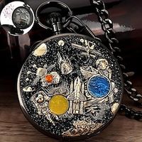 Space Series Music Pocket Watch Men with Chain Retro Vintage Fashion Clock Women Music Necklace Watches Unique Couples Collectibles Gift miniinthebox