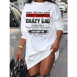 Women's Shift Dress Short Mini Dress White Long Sleeve Letter Print Fall Spring Crew Neck Casual Fashion 2022 S M L XL XXL 3XL Lightinthebox