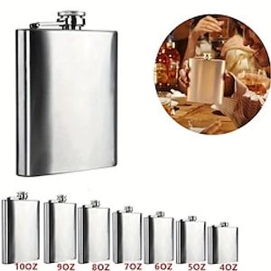 1pc Portable Hip Flask, Stainless Steel Wine Pot Pocket Hip Flask, Alcohol Whiskey Liquor Screw Cap Wine Flask, Outdoor Pocket Flasks Alcohol Bottle Lightinthebox