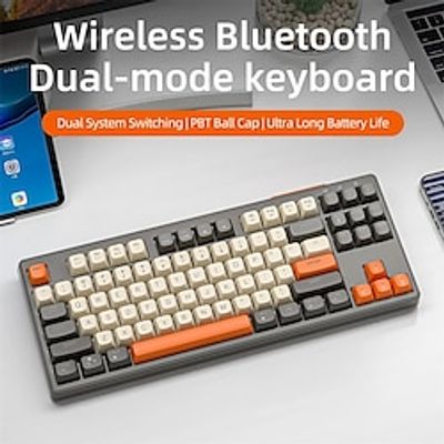 M87 Bluetooth Gaming Keyboard 2.4G Dual Mode Connection PBT Ball Cap Rainbow Light Suitable for Computers Laptops and Mac miniinthebox