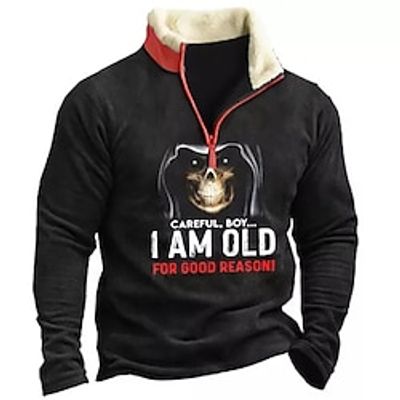Men's Zip Up Sweatshirt Pullover Black Yellow Half Zip Skull Graphic Prints Zipper Print Daily Sports Going out 3D Print Basic Casual Thin fleece Winter Clothing Apparel Hoodies Sweatshirts  Lightinthebox