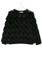 Andorine fringe design sweatshirt - Black - thumbnail