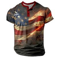 National Flag Men's Casual 3D Print T shirt Tee Henley Shirt Casual Daily T shirt Gold Short Sleeve Henley Shirt Summer Clothing Apparel S M L XL XXL 3XL Lightinthebox