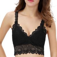 Sexy Embroidered Lace Breathable Padding Wrapped Chest Deep V Bra Vest For Women