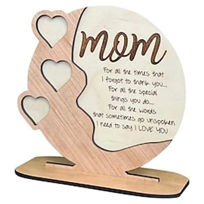 Mother's Day Birthday Gifts For Mum From Daughter Son Handmade Wooden Plaque Heart Wooden Plaque Personalized Mum Birthday Gifts Detachable Mother's D Lightinthebox