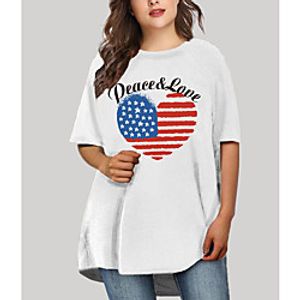 Women's Plus Size Dress T Shirt Dress Tee Dress Short Mini Dress Half Sleeve Graphic Heart Flag Print Basic Fall Spring Summer White XL XXL 3XL 4XL 5XL Lightinthebox